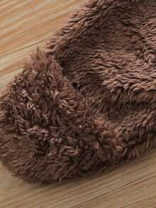 H HIBOBI Plush Warm 3D Bear Ear Hooded Jumpsuit With Hand And Foot Cover, Gender Neutral, Winter (Detachable Hood Liner)