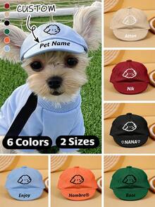 Customizable Name Pet Sun Hat, Adjustable Dog Sunhat With Cartoon Dog Embroidery Pattern - Suitable For Small Cats And Dogs, Outdoor UV Protection Waterproof, Multiple Colors Available Ornamental,Engraved Stylish,Fashion,Colorful,Vintage,Cute,Contracted,Cuties Custom,Unique,Customized,Personalized Pet For Anniversaries,For Birthdays, Hat Accessories - Multicolor - View 13