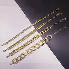 4Pcs Simple Punk Chunky Chain Bracelet Set Metal Link Chain Combo, Ensemble With Rope,And Twisted Designs Multi Layered Bracelet Women's Holiday Dating Gift Daily Matching
