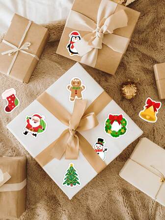 500pcs Christmas Sticker Roll - Holiday Designs, Cartoon Santa Claus, Snowman, Christmas Stockings, Gingerbread Man Patterns, Suitable For Envelopes, Scrapbooks And Sealing - Self-Adhesive Labels, Applicable For Holiday Decorations, Christmas Decorations | Holiday Themed Designs | Glossy Paper Material, Christmas Wall Stickers