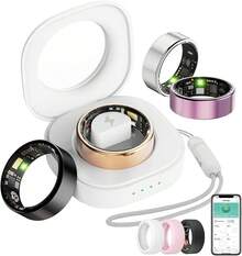 Smart Ring For Women Men, Health Tracker With Heart Rate/Blood Oxygen/Blood Pressure/Sleep Monitoring/Step Counting, IP68 Waterproof Fitness Ring, No App Fees For & Android (Lavender Pink, 6 # ) - Bạc - Xem 13