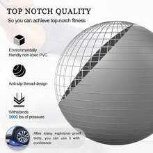 1pc Purple Yoga Ball, Fitness Ball, Therapy Ball, Mini Fitness Ball, Core Ball, 5 Sizes Fitness Ball, Mini Stability Ball, Yoga, Workout, Bending, Core Training And Physical Therapy, Improve Balance, Pregnancy Ball, Physical Therapy, Balance, Stability, Fitness, Office Ball Chair, Smooth Surface - Silver - View 5