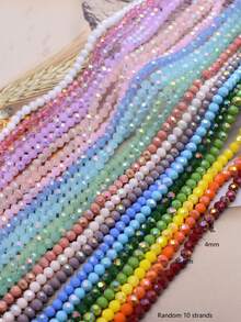 10pcs/Pack Assorted 4mm Colorful Glass Beads, Suitable For Jewelry Making DIY Accessories - Multicolor Bright Ab - View 3