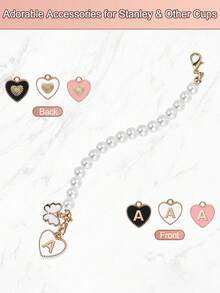 1pc Cute Butterfly Pearl Chain Letter Pendant Accessory, Cup Decor, Pearl Chain, Initial Jewelry, Adorable & Fashionable ID Decoration, Suitable For Handled Glass Cups, Keychain Bag Charms, Cup Accessories, Y2K, Suitable For Party Decor, Gifts, Outdoor