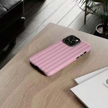 Funda protectora para teléfono con diseño de rayas rosas (1 unidad), compatible con phone 11, 12, 13, 14, 15, 16 Pro/Pro/Plus - Blanco - Ver 5