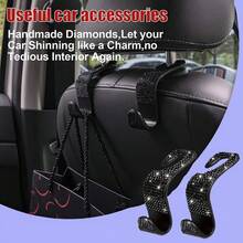 Sparkling Rhinestone Car Seat Headrest Hook, Durable Backseat Storage Hanger For Purse, Bag, Coat - Organizer Accessory, Fit For SUV, Truck, Sedan - one-size - View 3