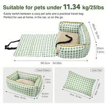 Sedile rialzato per auto per animali domestici pieghevole, letto per cani/gatti in tessuto scozzese traspirante, rimovibile, per viaggi all'aperto, adatto per cani di piccola taglia come Barboncino, Chihuahua, Bichon Frisé