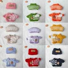 [Clothes Only] Compatible With 1st & 2nd Generation Doll, Cozy Heart Sweater + Bear Beanie Set, Cute & Warm Autumn/Winter Outfit (For Labubu / Compatible With Labubu) - Multicolor - View 3