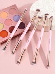 MAANGE Set de 2/5/7 piezas de brochas de maquillaje de doble cabezal con brocha para rubor, brocha para base, brocha para acabado, brocha para polvos sueltos, herramientas de maquillaje para viajar