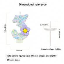 Sequin Creative Cute Personalized Purple Small Flower Number Candle / Cake Decoration Candle With Anti-Drip Wax Tray / Birthday Cake Decoration Candle / Wish Candle / Suitable For Birthday / Party Wedding / Romance / Anniversary