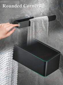 1 件自粘式毛巾架浴室毛巾架壁钩，毛巾架，哑光黑色洗碗布架，无需钻孔，现代洗手巾挂杆不锈钢挂脚手帕毛巾架 WC 配件浴室收纳收纳家居装饰，银色浴室配件