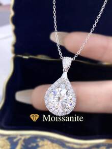 1Pc Water Drop 5.0CT Moissanite Diamond Necklace S925 Sterling Silver Wedding Necklace Engagement Necklace Luxury Jewelry For Gifts Women Anniversary