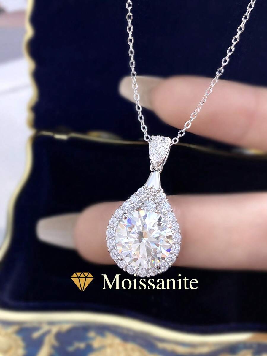 1Pc Water Drop 5.0CT Moissanite Diamond Necklace S925 Sterling Silver Wedding Necklace Engagement Necklace Luxury Jewelry For Gifts Women Anniversary