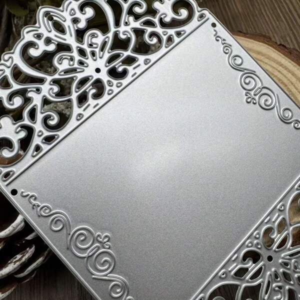 1pc Lace Flower Metal Cutting Dies For Card Making, Wedding Invitation Card Border Die Cuts Carbon Steel Embossing Stencil Template Cutting Tools For DIY Scrapbooking Paper Card Photo Album Craft Supplies