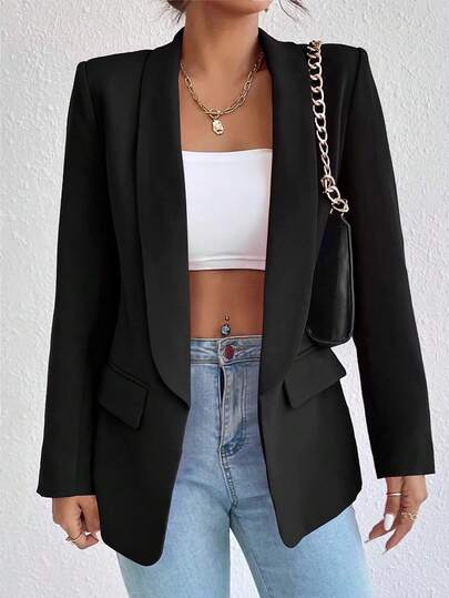 Chaqueta blazer de manga larga de unicolor para mujer, para cumpleaños, fiestas, citas, primavera y otoño