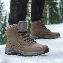 Winter Men Boots Warm Plush Boots For Men Outdoor High Top Hiking Sneakers Wear-Resistant Men's Casual Shoes Male Mountain Working Ankle Snow Boots Plus Sizes 39-48 - Khaki - View 8