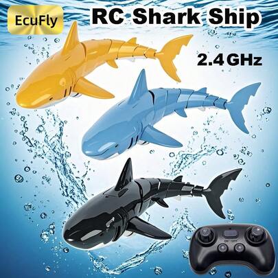 Remote Control Shark Toy - 2.4Ghz 50m Long Range, Waterproof RC Swimming Shark, Rechargeable Motorized Pool Toy With Realistic Swimming Action, Holiday Gift.