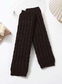 1對扭曲圖案保暖長筒襪套，針織保暖堆堆襪套，適用於秋冬季節，中筒襪套 - 彩色 - 查看 11