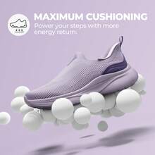 Women's Slip On Walking Shoes Hands Free Non-Slip Lightweight Gym Workout Casual Comfort Breathable Running Tennis SwiftSleek Fashion Sneakers - 紫色 - 查看 3