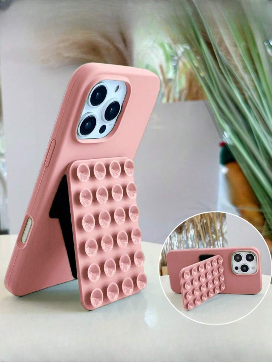 1pc Cute Functional Summer Dopamine Color Suction Cup Holder Cute Liquid Silicone Phone Case Compatible With IPhone 17 Air 16 15 14 13 12 11 Pro Max Plus Soft Back Cover