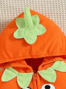 Kids' Halloween Pumpkin & Scary Face Jumpsuit, Cute Baby Hooded Romper + Striped Pants Set