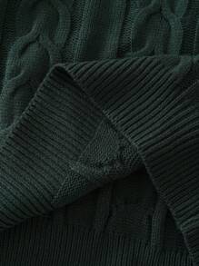 1pc Men's Christmas Sweater, Acrylic Knit Fabric, Green Fashionable Cable Knit Texture, Vintage Style For Home, Travel, School, Versatile, Excellent Gift For Men, Fall Winter, Grunge Style