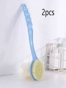 1 件双面长柄软毛丝瓜络去角质沐浴刷，二合一沐浴按摩器 - 彩色 - 查看 16