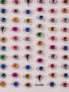 1张闪亮恶魔天使之眼美甲贴纸 - 3D果冻金箔卡通怪兽贴纸，适用于DIY美甲、手机壳等 - 自粘式，亮面，多种颜色（蓝、绿、粉、黄、橙），美甲贴纸，创意手工，奇趣设计，单张 - 彩色 - 查看 4