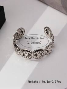 1pc Vintage Silver Plated Blue Stone Bangle Bracelet, Fashionable & Elegant, Suitable For Parties, Banquets And Daily Wear