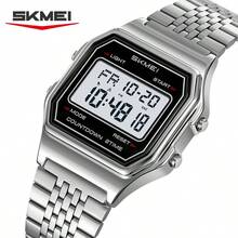 Skmei SKMEI 2465 Luxury Man Digital Watch Clear Stainless Steel Band Rectangle Digital Display Small Business Wristwatch