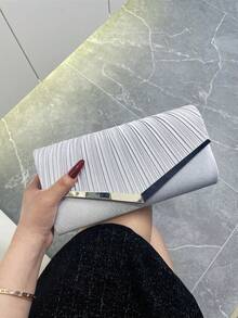 Lightweight, Business Casual Bag Design, Bag Evening Bag, Dinner Bag Glamorous, Elegant, Exquisite, Quiet For Party Girl, Woman Perfect For Party, Wedding, Prom, Dinner/Banquet, Perfectly Matching With Prom Accessories, Perfectly Matching With Bridal Party, Best Choice Elegant Bag For Bridal Shower - Silver - View 3