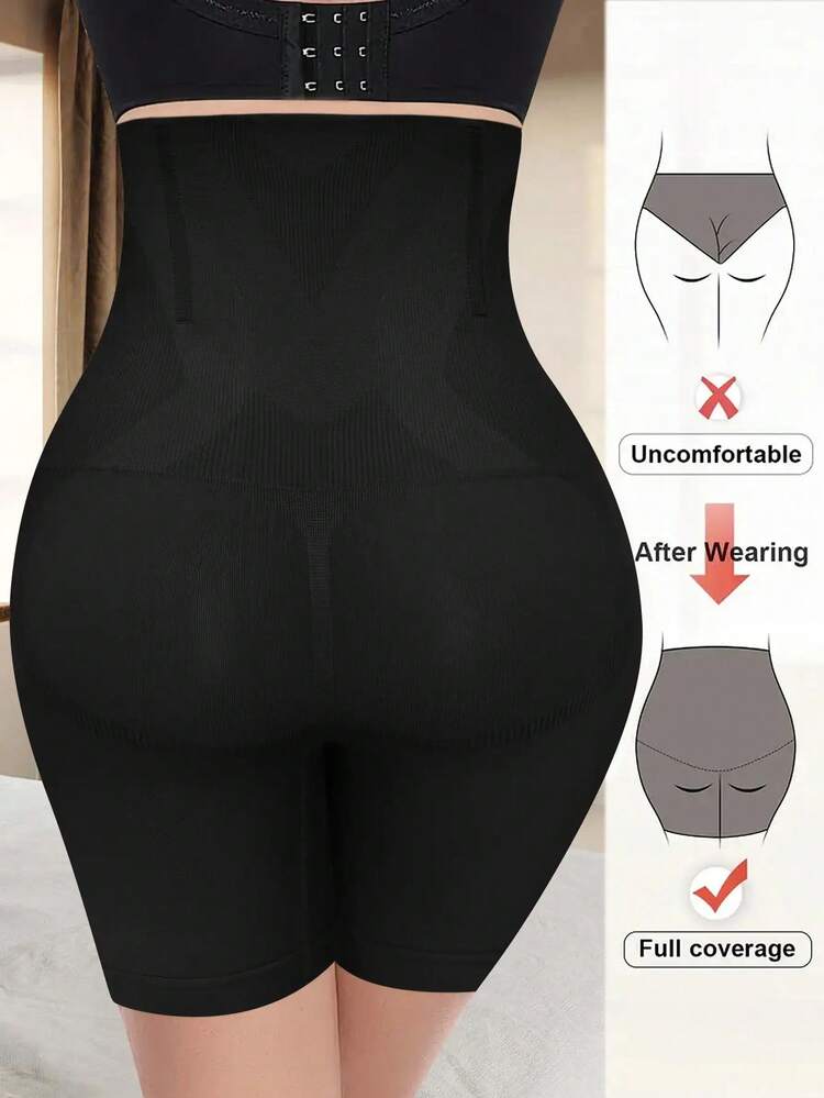 QUASTI 1 Piece Of Women's High Waist Belly Control Shapewear - Sexy Solid Color, Breathable Soft Stretch Fabric, Strong Support For Daily Wear And Holiday Gifts, Belly Control Underwear, Comfortable For Daily Wear, Seamless Design, High Elasticity Material - 黑色 - 查看 3