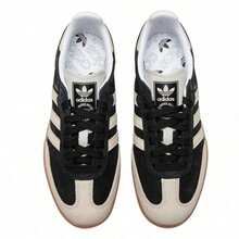 Adidas Signature Leather Sneakers Core Black Wonder White Silver Metallic Retro Indoor Football Inspired IE5836 - 黑白 - 查看 9