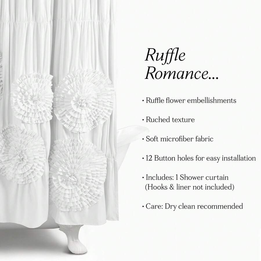 LUSH DECOR Serena Shower Curtain Blush 72X72 Halloween-Fall Decor-Room Decor - White - View 1