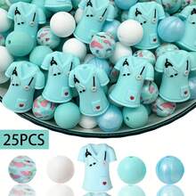 25pcs Silicone Beads, Pink 3D Nurse Cup Shaped Silicone Beads, Floral & Medical Element Print Round Beads, Suitable For Jewelry Making, Decoration, Earrings, Necklaces, Bags, Pens, Phone Chains, Makeup Brushes, Keychains And Other DIY Projects