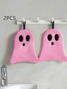1/2 Stücke Halloween Gespenst Handtuch, weiches saugfähiges Korallen-Fingertuch, süße Badezimmer Dekoration, geeignet für Zuhause & Küche, perfektes Halloween Geschenk, dickes Hängetuch für Herbst/Winter Badezimmer Dekoration - Verschiedenfarbig - Übersicht 6