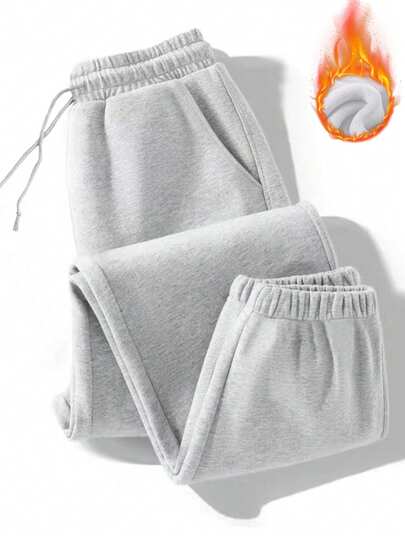 女士保暖内衬慢跑裤 – 加厚冬季保暖运动裤，银狐绒保暖束口休闲裤，柔软休闲跑步裤，适合秋冬季日常穿着，慢跑和健身运动紧身裤