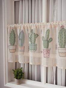 1pc Minimalist Linen Printed Curtain Partition Desk Skirt, Versatile