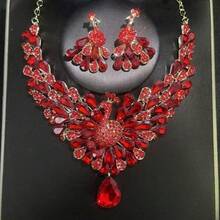 1 Set Women's Jewelry Set, Rhinestone Inlaid Necklace And Earrings 3 Pieces Fashionable And Elegant, Suitable For Brides, Weddings, Galas, Formal Occasions