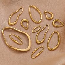 5 件不锈钢 18K 镀金简约镂空框架吊坠链扣和项链连接器 DIY 珠宝制作用品日常佩戴不锈钢吊坠 - 邊框吊墜 - 查看 5