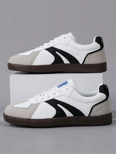 男士四季休闲平底鞋，轻便软底运动鞋，圆头系带舒适复古休闲鞋