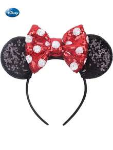 1PC Disney Officially Licensed Minnies Earrings Headband Style Sequins Cute Cartoon Lori Mouse Earrings Headband Princess Party Birthday Party Gift