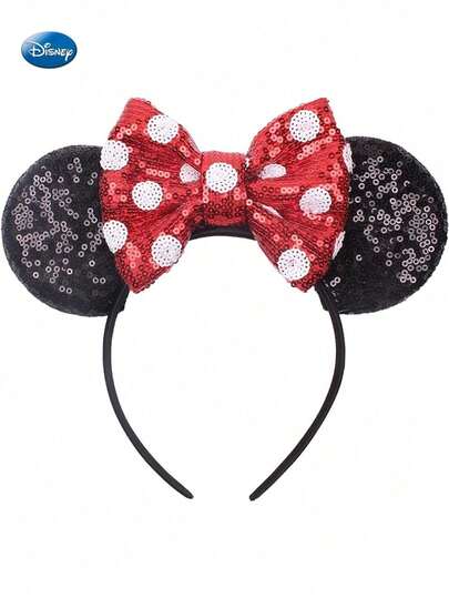 Disney 1PC Disney Officially Licensed Minnies Earrings Headband Star Wars Aladdin's Lamp Stitch Style Sequins Cute Cartoon Lori Mouse Earrings Headband Princess Party Birthday Party Gift