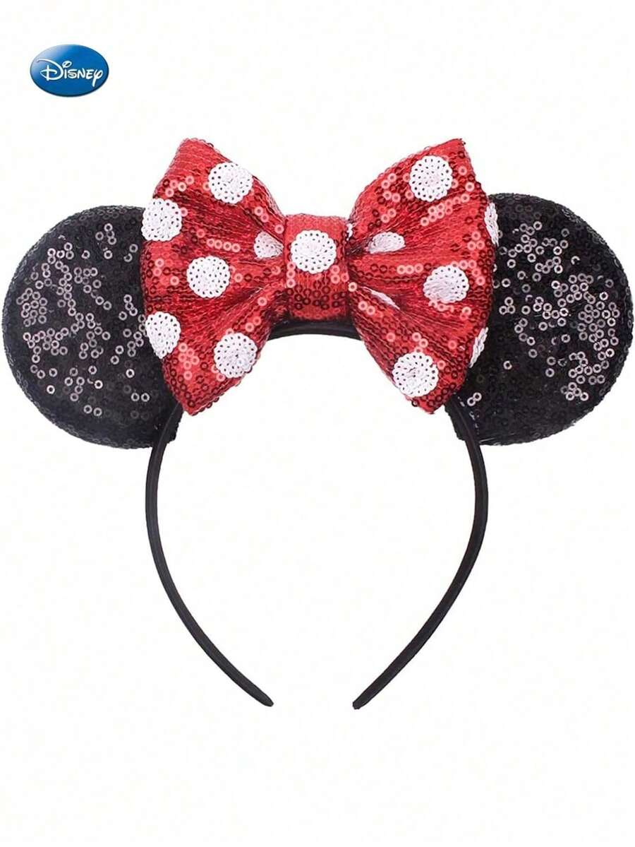 1PC Disney Officially Licensed Minnies Earrings Headband Style Sequins Cute Cartoon Lori Mouse Earrings Headband Princess Party Birthday Party Gift
