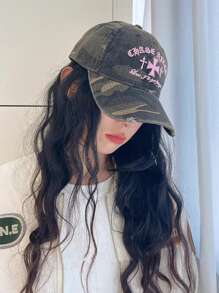 1 pieza Gorra de béisbol ajustable con decoración de cruz de camuflaje, versátil