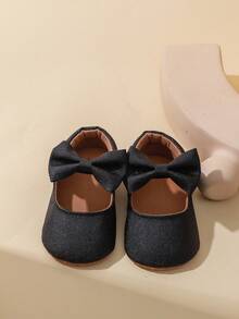 0-1 Years Old Infant Toddler Shoes With Bowknot & Glitter PU - Black - View 3