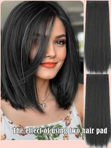 Synthetic Fiber Clip-In Hair Extensions, Invisible Root Hair Topper, Straight Clip-In Wig, Top Hair Volumizing Pad, Hair Density Increase, Unisex, Easy To Use - Multicolor - View 7