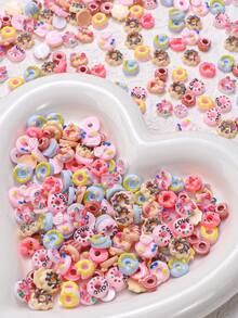 50 件时尚甜甜圈美甲装饰、迷你食物珠宝、奶油甜点 DIY 发夹、手机壳、树脂指甲配件、美甲用品、指甲、指甲饰物、指甲宝石 - 彩色 - 查看 2