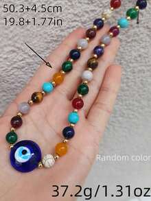 1pc Personalized Devil's Eye Glass Bead Necklace With Fashionable Style For Women's Bead Necklace Suitable For Daily Wear At Outings, Parties, And Gatherings - 彩色 - 查看 4