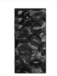 1 carcasă de telefon neagră anti-alunecare, cu design minimalist Tie Dye Ink Lip, compatibilă cu , Honor, Redmi, Galaxy, 12T/13T/14T